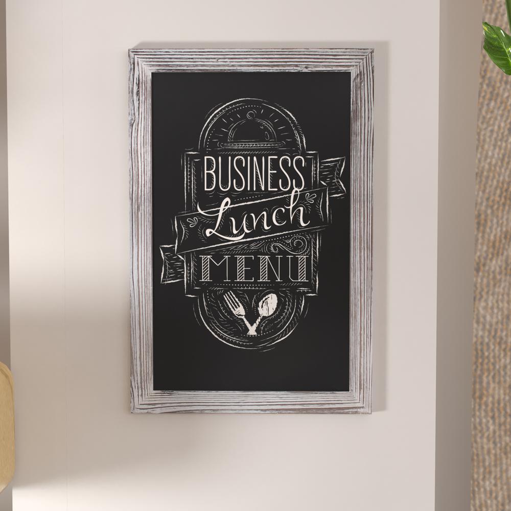 Canterbury 20" x 30" Whitewashed Wall Mount Magnetic Chalkboard Sign. Picture 7