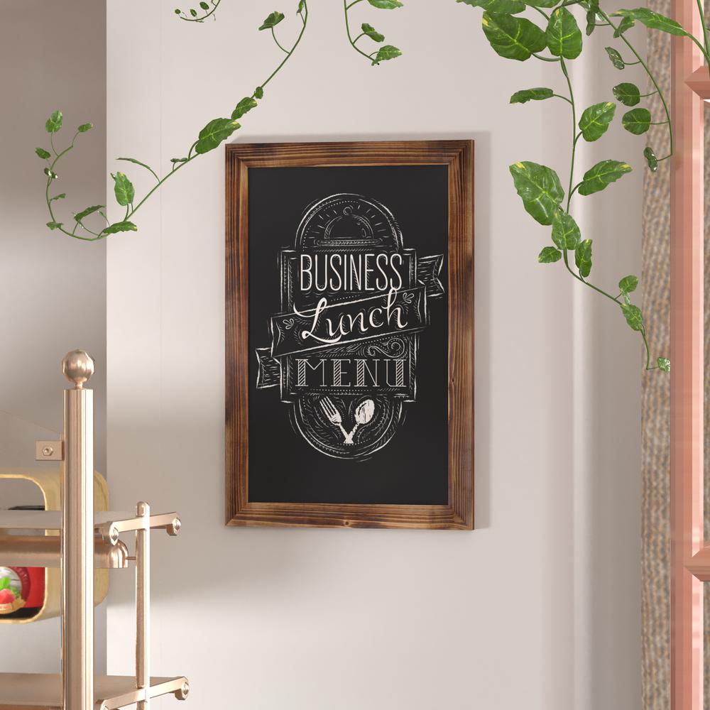 20" x 30" Torched Wood Wall Mount Magnetic Chalkboard Sign. Picture 1