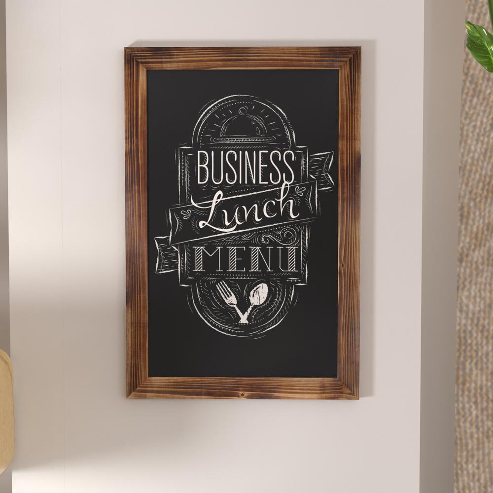 20" x 30" Torched Wood Wall Mount Magnetic Chalkboard Sign. Picture 7