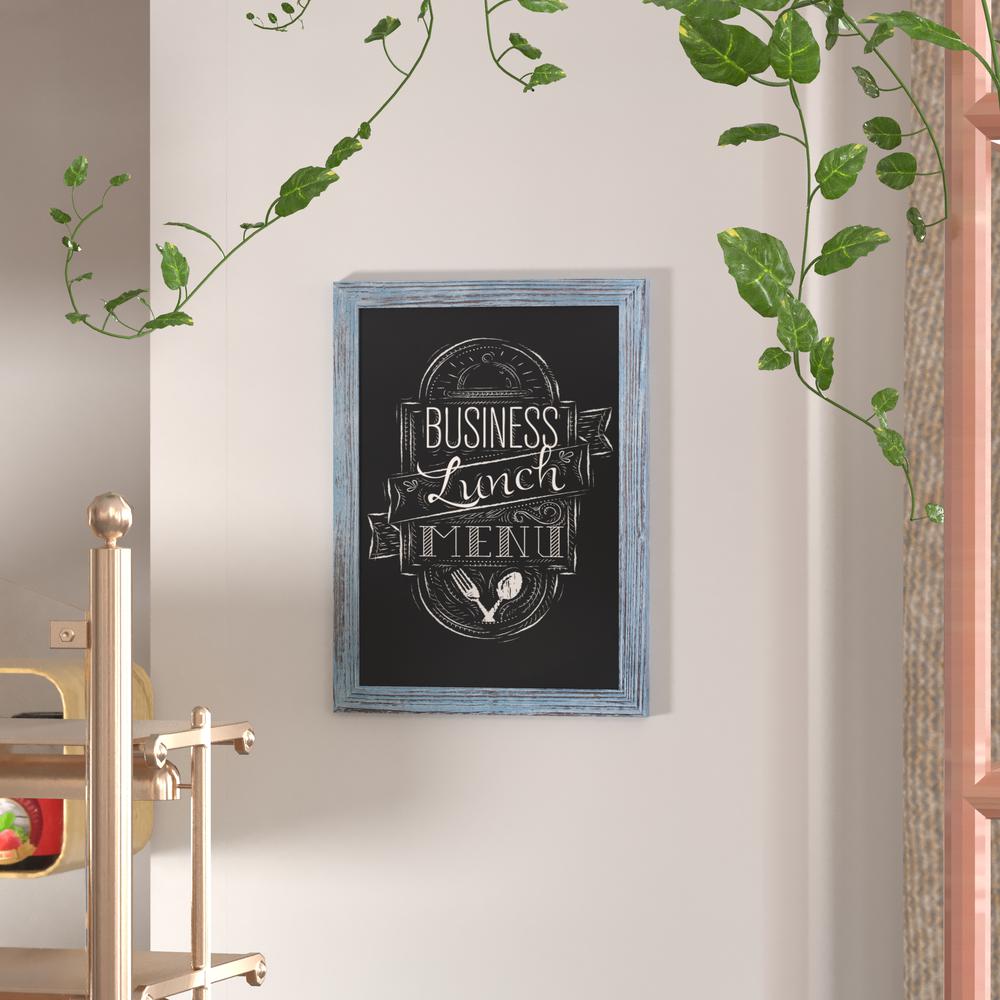 18" x 24" Blue Wall Mount Magnetic Chalkboard Sign. Picture 1