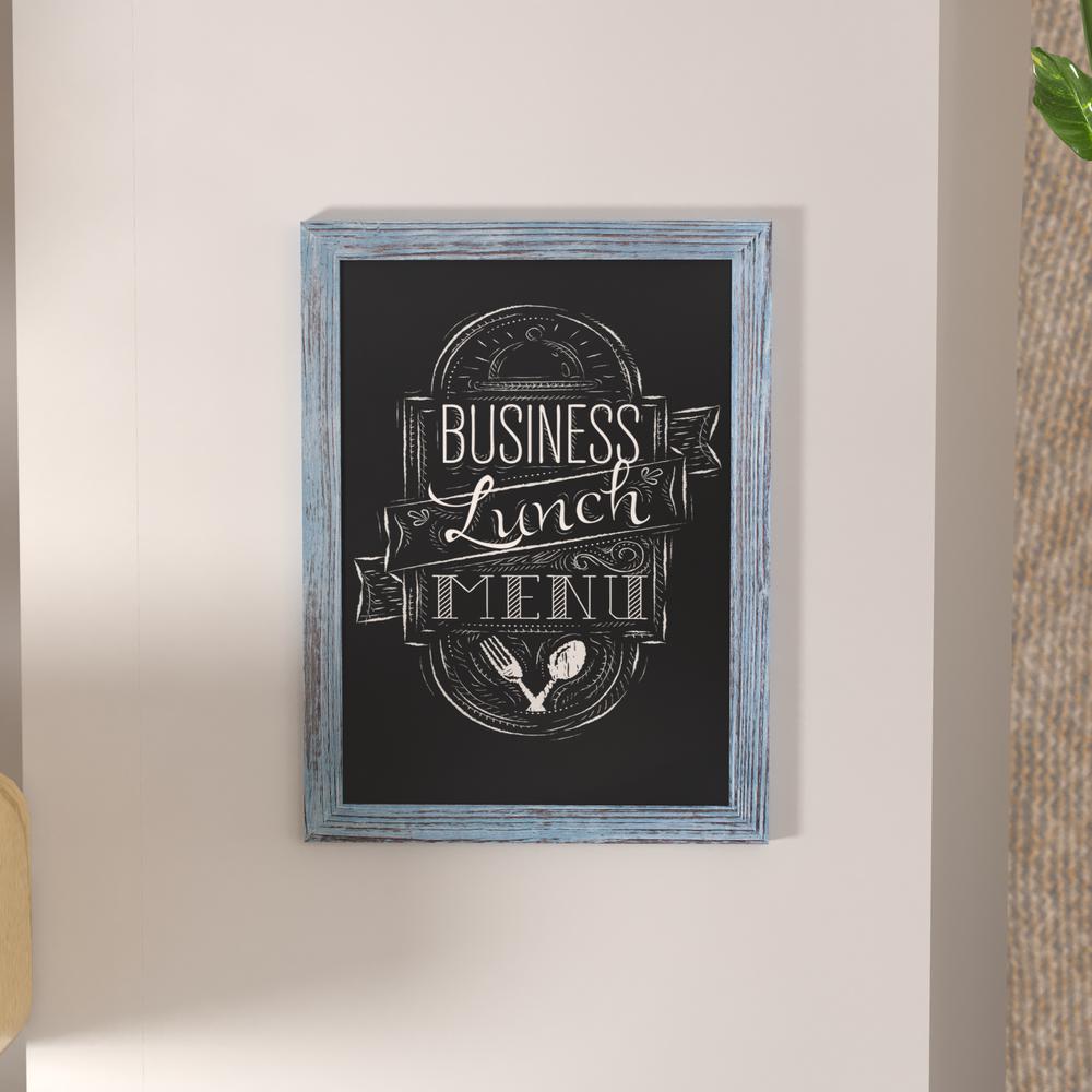 18" x 24" Blue Wall Mount Magnetic Chalkboard Sign. Picture 7