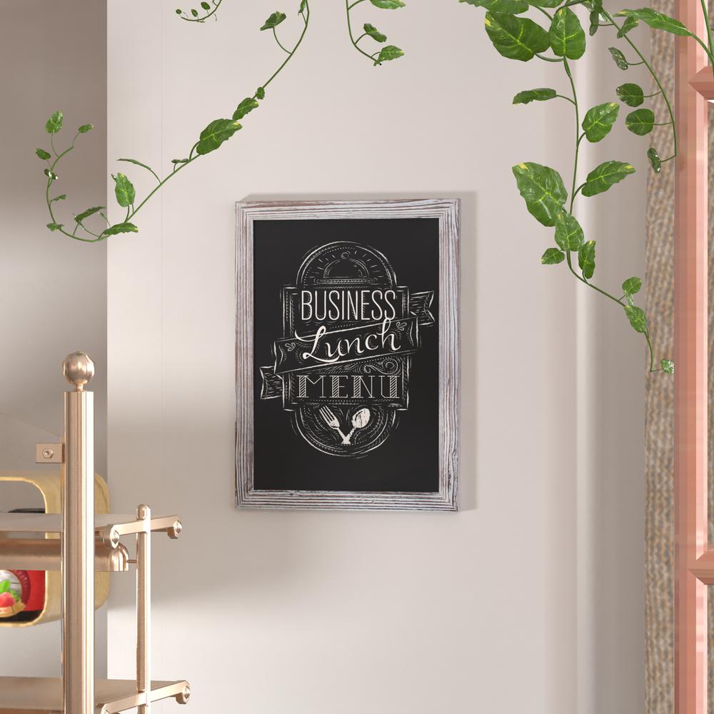 18" x 24" Whitewashed Wall Mount Magnetic Chalkboard Sign. Picture 1