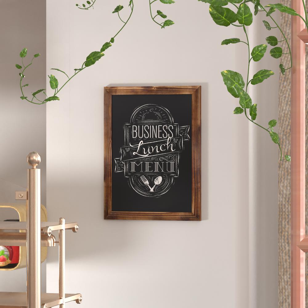 18" x 24" Torched Wood Wall Mount Magnetic Chalkboard Sign. Picture 1