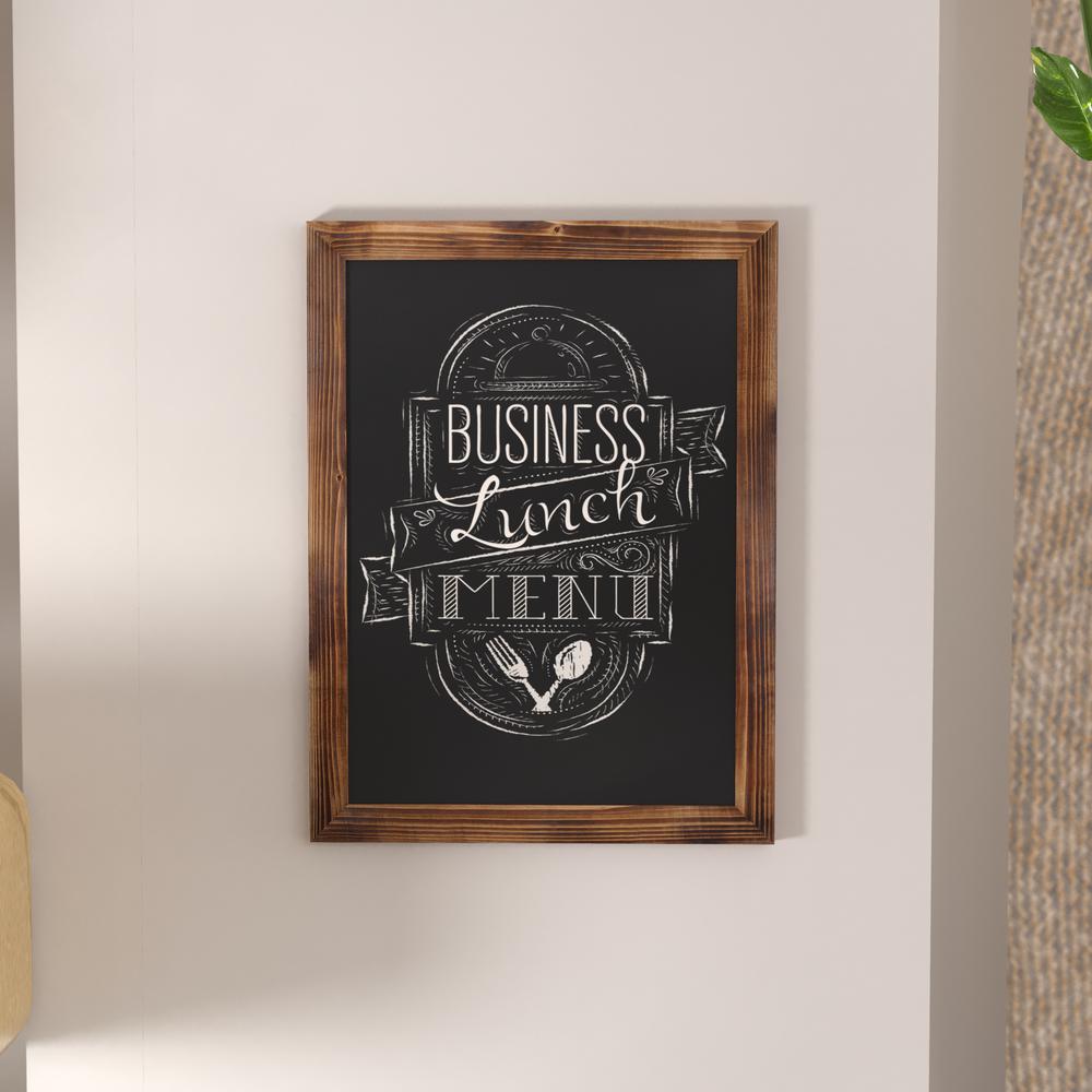 18" x 24" Torched Wood Wall Mount Magnetic Chalkboard Sign. Picture 7
