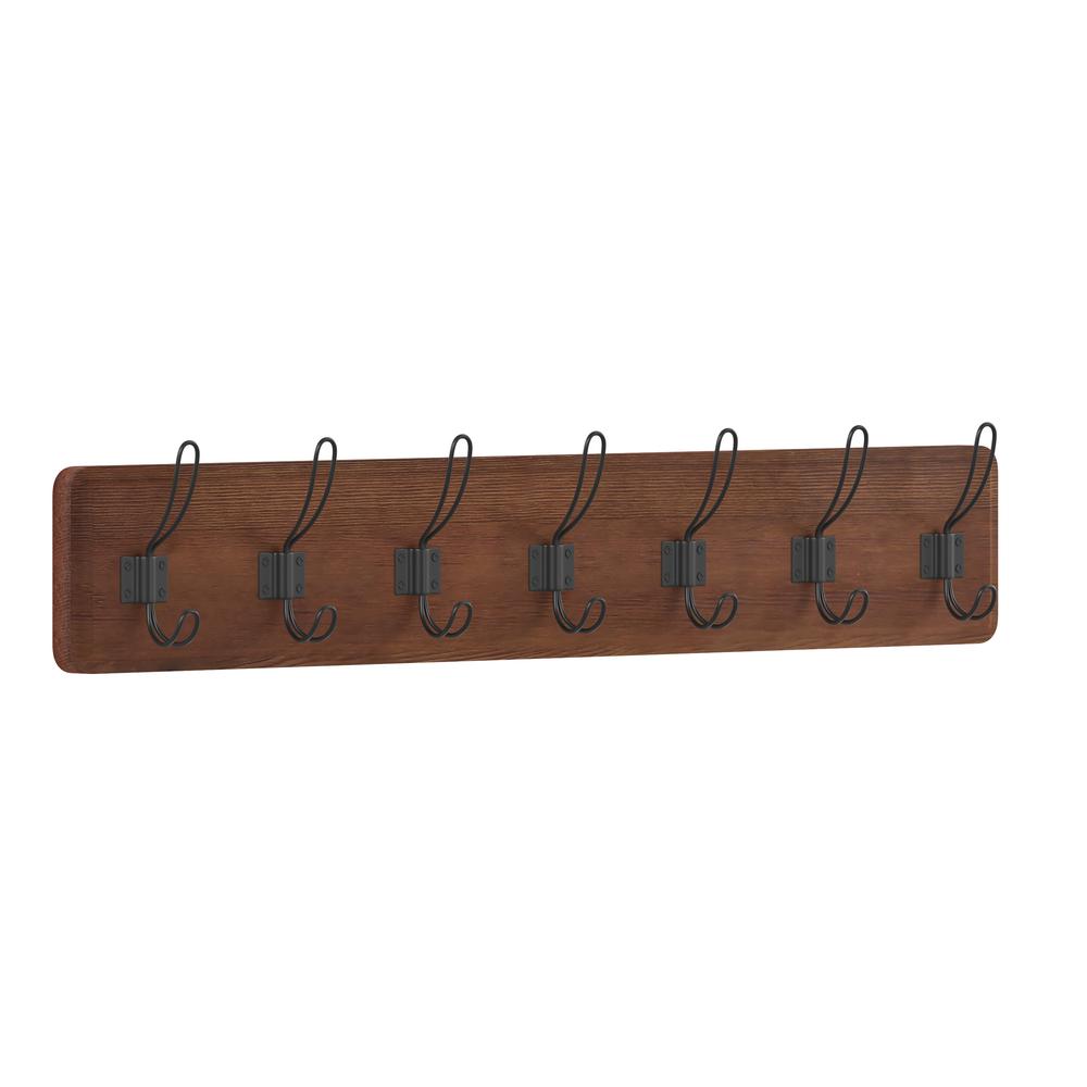 Rustic 34" Wall Mount Storage Rack with 7 Hanging Hooks. Picture 1