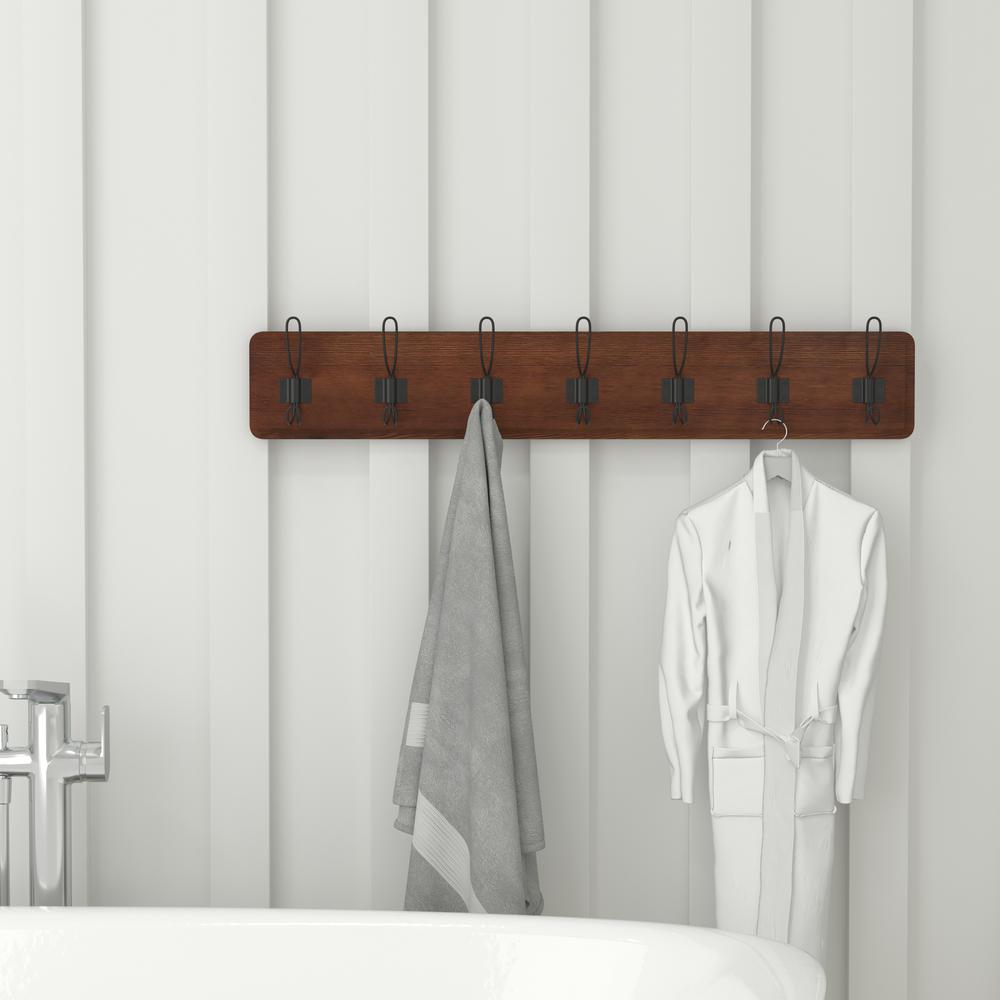 Rustic 34" Wall Mount Storage Rack with 7 Hanging Hooks. Picture 5