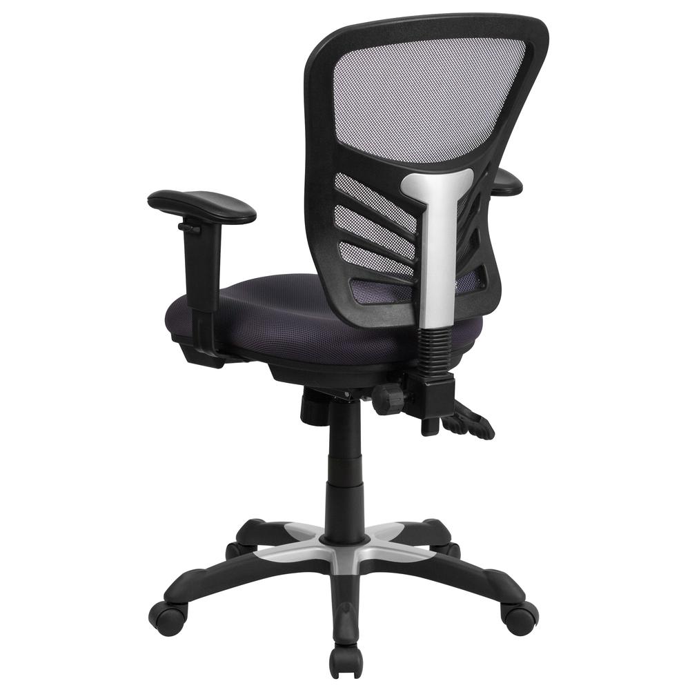 Mid-Back Dark Gray Mesh Multifunction Executive Swivel Ergonomic Office Chair with Adjustable Arms. Picture 4