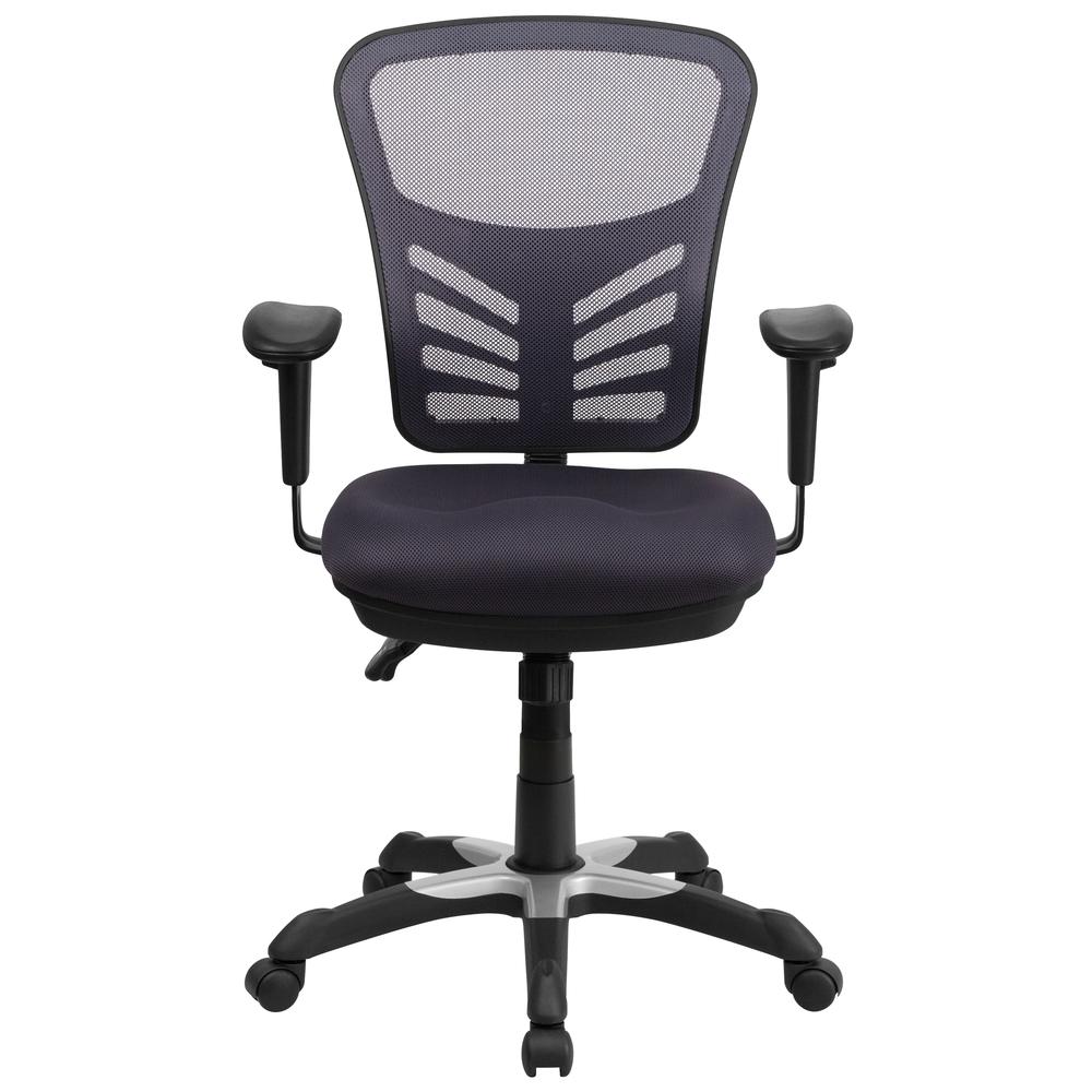 Mid-Back Dark Gray Mesh Multifunction Executive Swivel Ergonomic Office Chair with Adjustable Arms. Picture 5