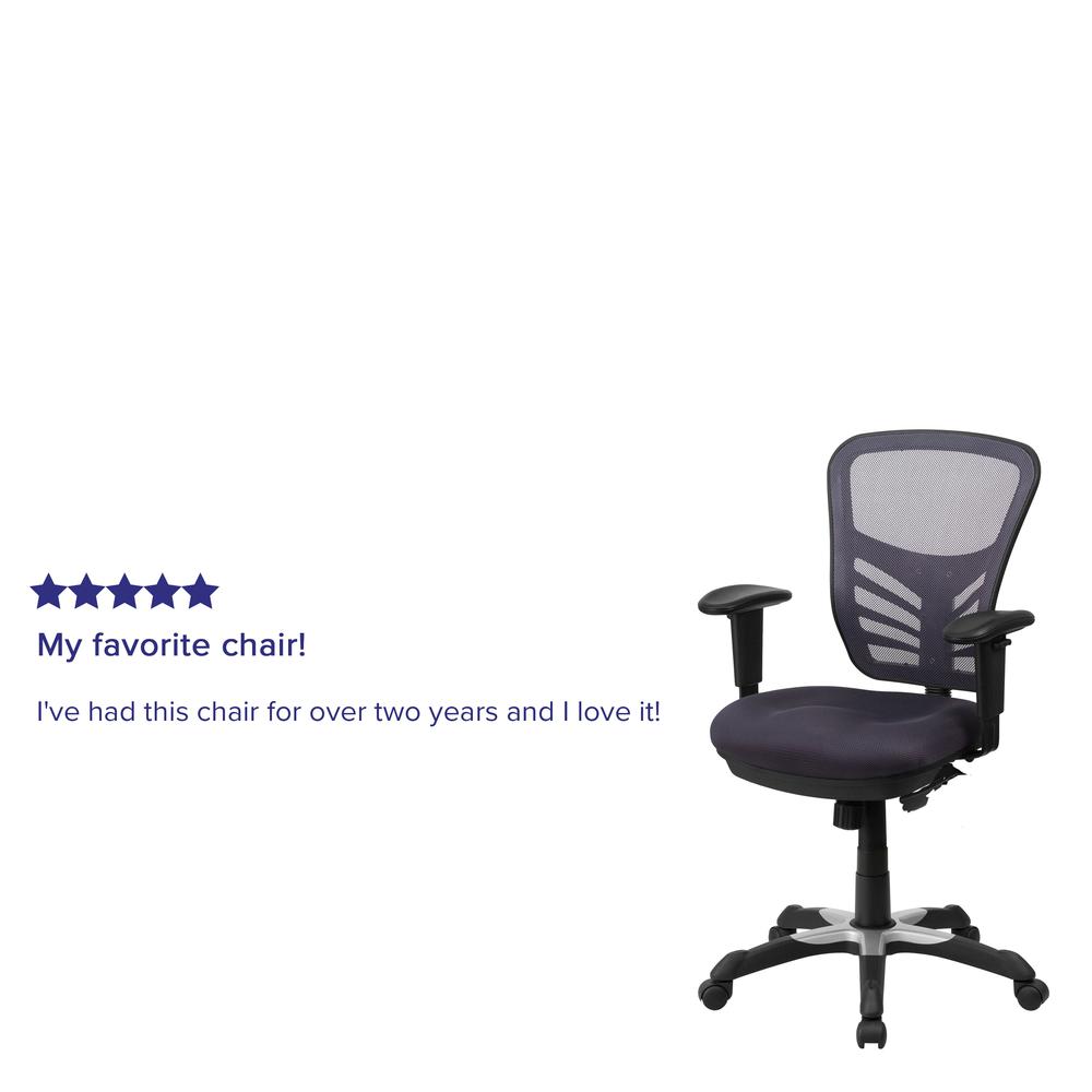 Mid-Back Dark Gray Mesh Multifunction Executive Swivel Ergonomic Office Chair with Adjustable Arms. Picture 10