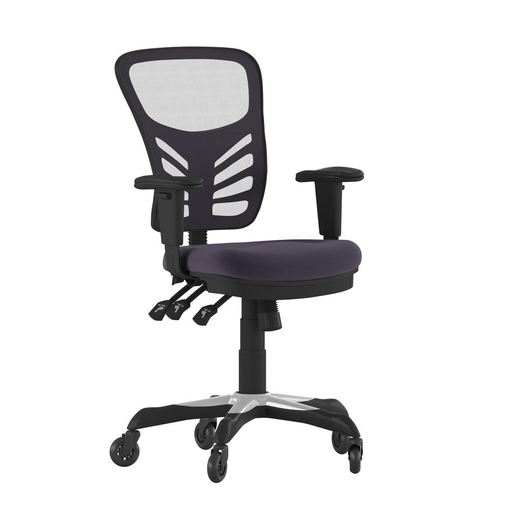 Mid-Back Dark Gray Mesh Multifunction Executive Swivel Office Chair. Picture 2