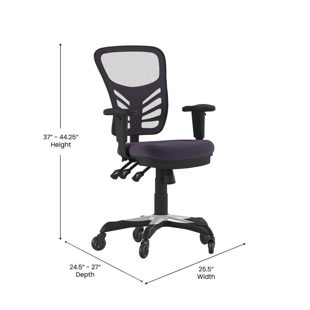 Mid-Back Dark Gray Mesh Multifunction Executive Swivel Office Chair. Picture 5