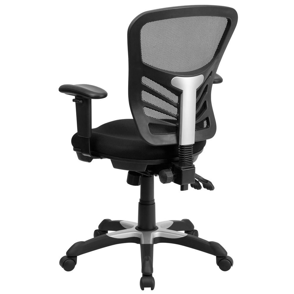 Mid-Back Black Mesh Multifunction Executive Swivel Ergonomic Office Chair with Adjustable Arms. Picture 4