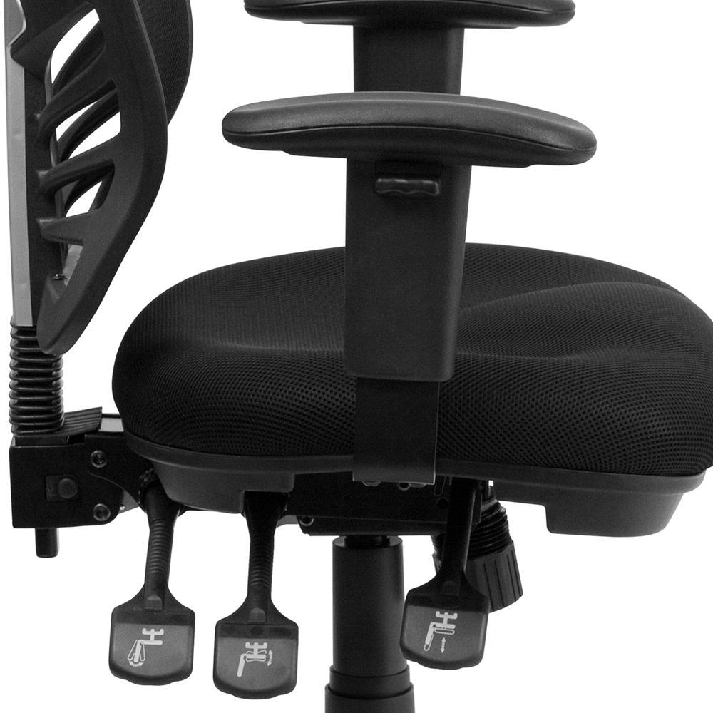 Mid-Back Black Mesh Multifunction Executive Swivel Ergonomic Office Chair with Adjustable Arms. Picture 7