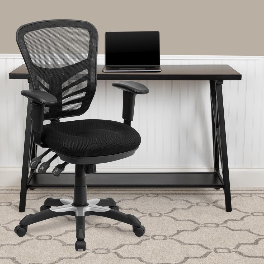 Mid-Back Black Mesh Multifunction Executive Swivel Ergonomic Office Chair with Adjustable Arms. The main picture.