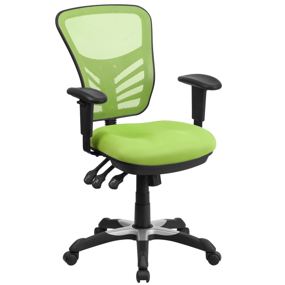 Mid-Back Green Mesh Multifunction Executive Swivel Ergonomic Office Chair with Adjustable Arms. The main picture.