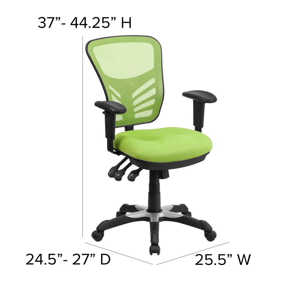 Mid-Back Green Mesh Multifunction Executive Swivel Ergonomic Office Chair with Adjustable Arms. Picture 2