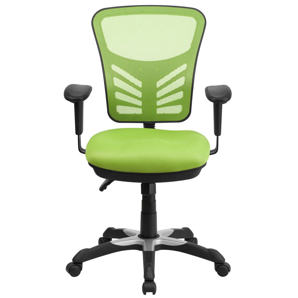Mid-Back Green Mesh Multifunction Executive Swivel Ergonomic Office Chair with Adjustable Arms. Picture 5