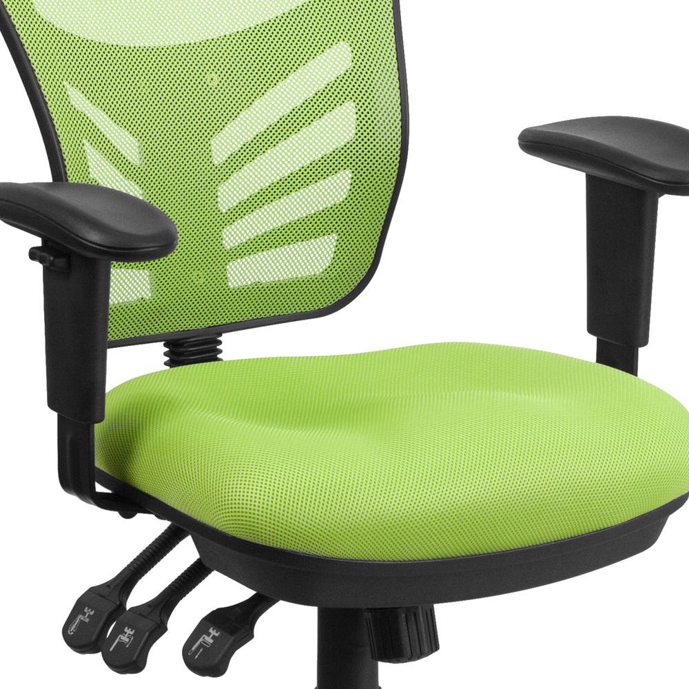 Mid-Back Green Mesh Multifunction Executive Swivel Ergonomic Office Chair with Adjustable Arms. Picture 7