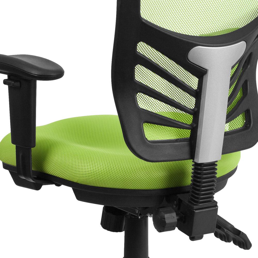 Mid-Back Green Mesh Multifunction Executive Swivel Ergonomic Office Chair with Adjustable Arms. Picture 8
