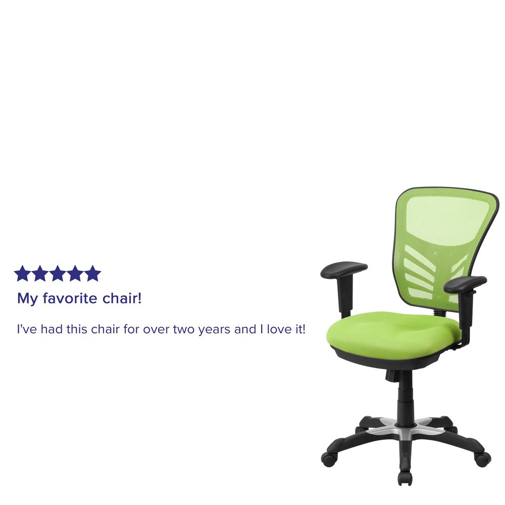 Mid-Back Green Mesh Multifunction Executive Swivel Ergonomic Office Chair with Adjustable Arms. Picture 10