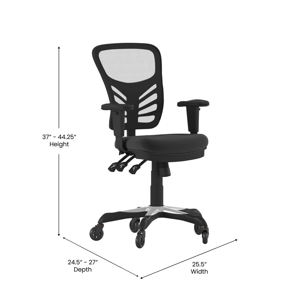 Mid-Back Black Mesh Multifunction Executive Swivel Office Chair. Picture 5