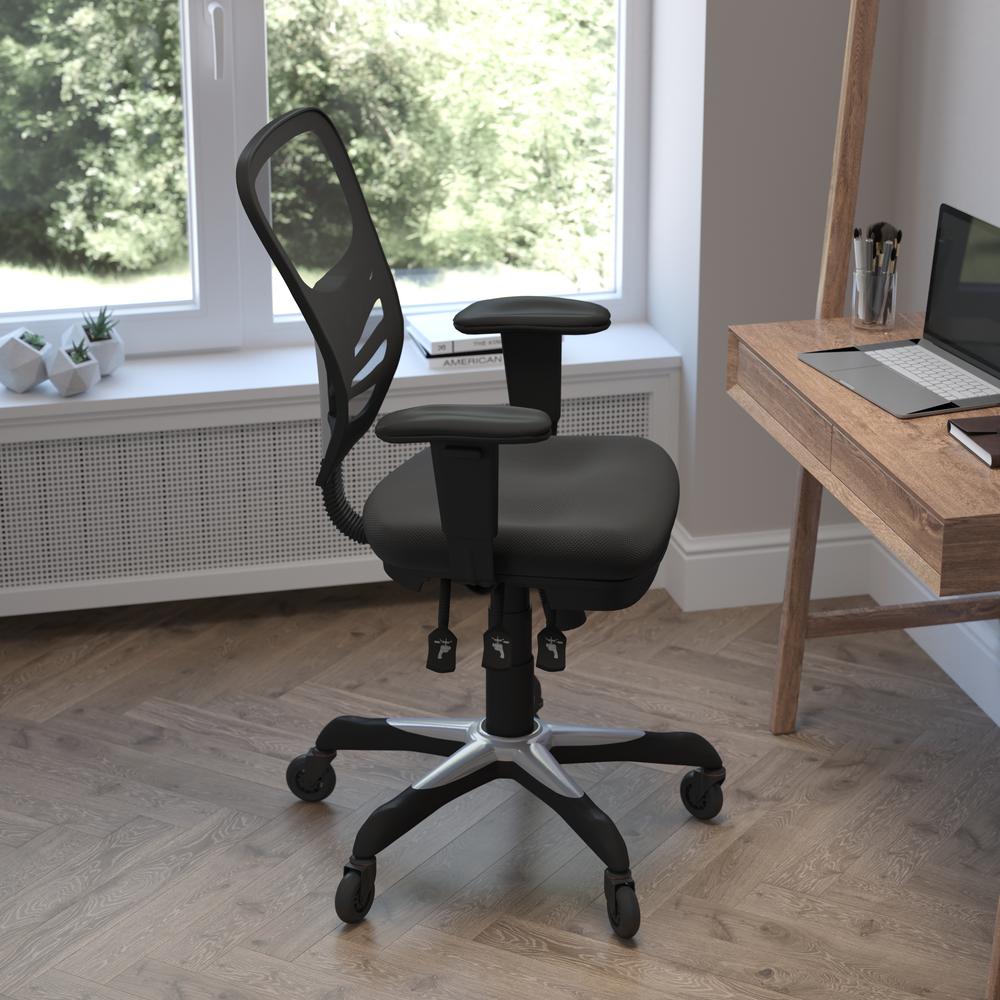 Mid-Back Black Mesh Multifunction Executive Swivel Office Chair. Picture 6