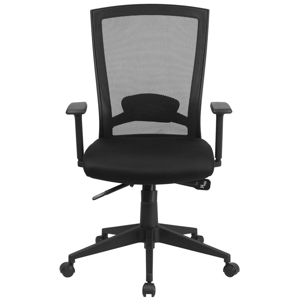 Mid-Back Black Mesh Executive Swivel Ergonomic Office Chair with Back Angle Adjustment and Adjustable Arms. Picture 4