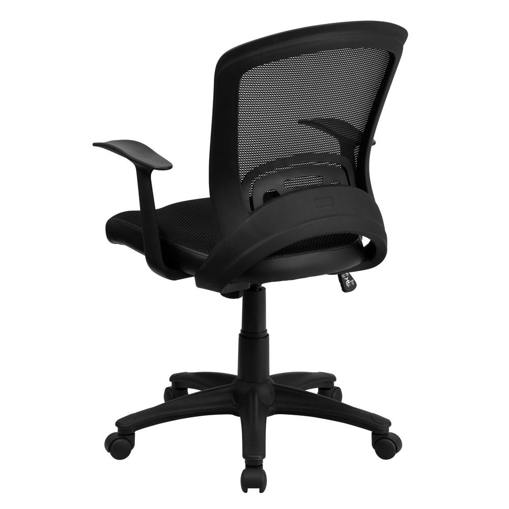 Mid-Back Designer Black Mesh Swivel Task Office Chair with Arms. Picture 4