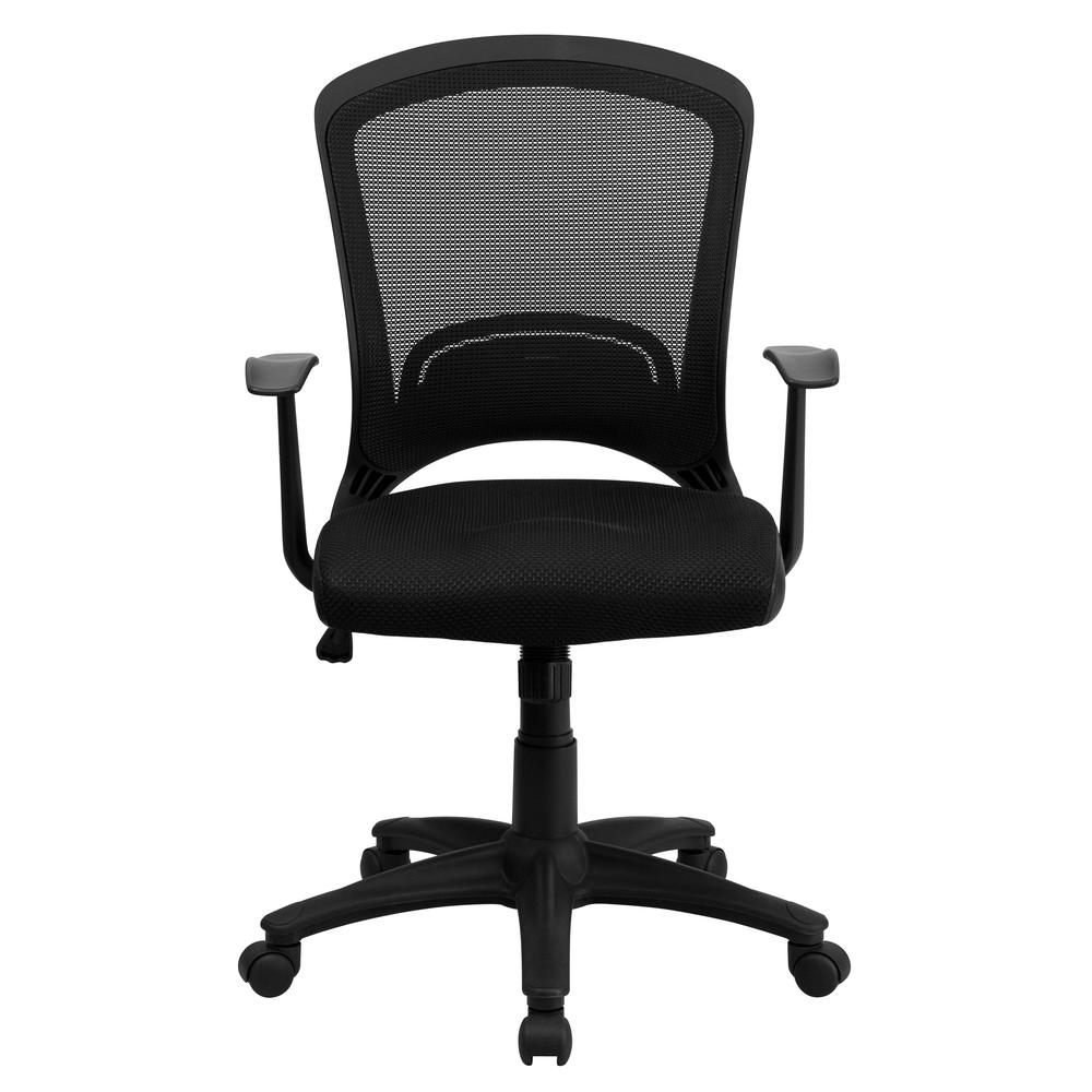 Mid-Back Designer Black Mesh Swivel Task Office Chair with Arms. Picture 5