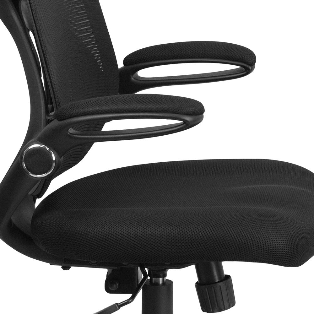 High Back Black Mesh Executive Swivel Ergonomic Office Chair with Adjustable Lumbar, 2-Paddle Control and Flip-Up Arms. Picture 7