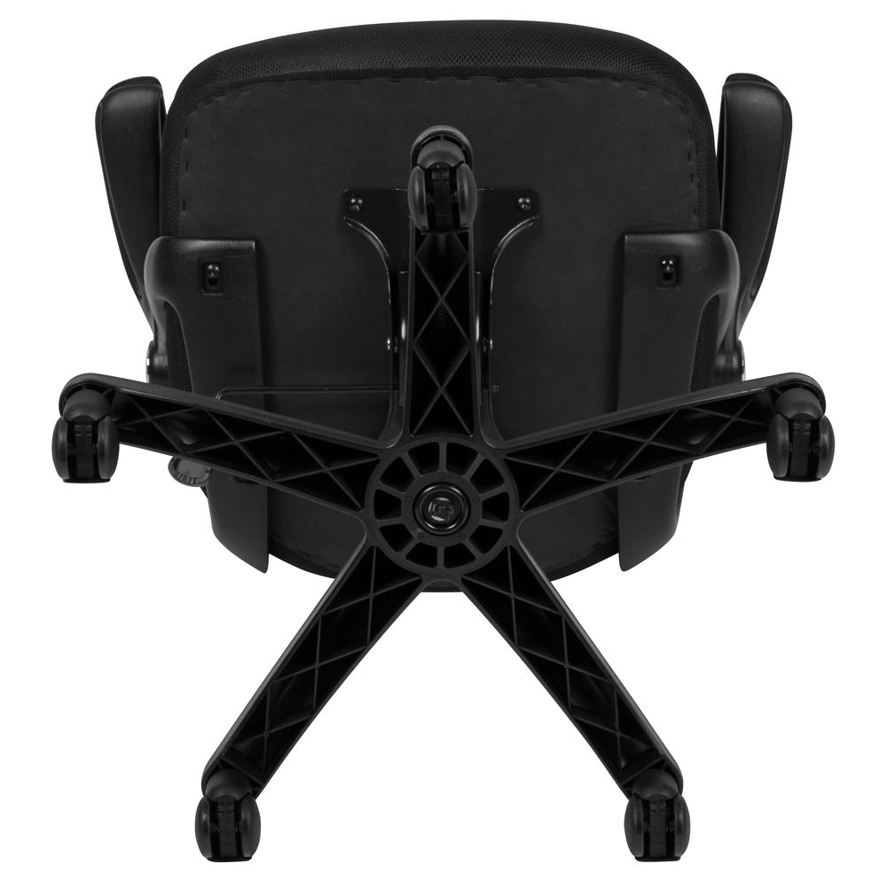High Back Black Mesh Ergonomic Swivel Office Chair with Black Frame and Flip-up Arms. Picture 10