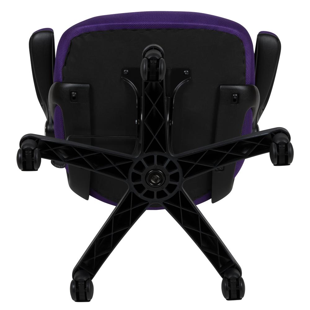 High Back Purple Mesh Ergonomic Swivel Office Chair with Black Frame and Flip-up Arms. Picture 10