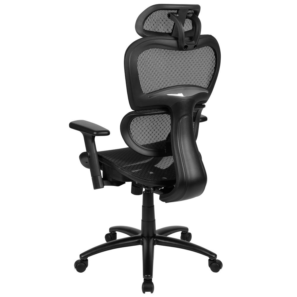 Ergonomic Mesh Office Chair with 2-to-1 Synchro-Tilt, Adjustable Headrest, Lumbar Support, and Adjustable Pivot Arms in Black. Picture 4