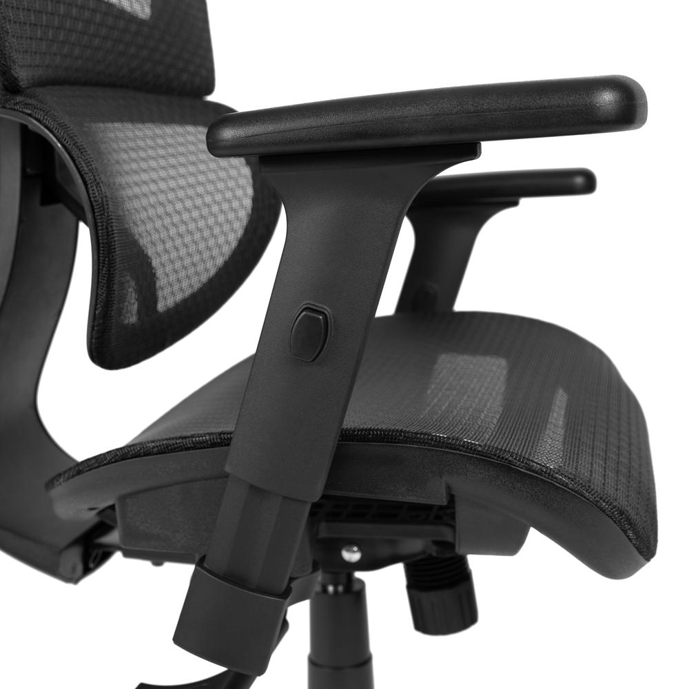 Ergonomic Mesh Office Chair with 2-to-1 Synchro-Tilt, Adjustable Headrest, Lumbar Support, and Adjustable Pivot Arms in Black. Picture 7
