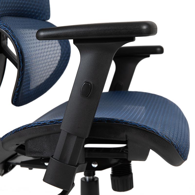 Ergonomic Mesh Office Chair with 2-to-1 Synchro-Tilt, Adjustable Headrest, Lumbar Support, and Adjustable Pivot Arms in Blue. Picture 1