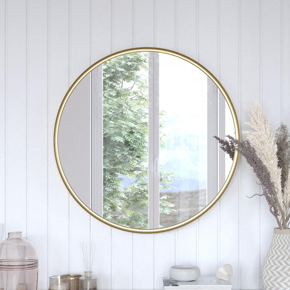Modern 27.5 Inch Round Wall Mount Accent Mirror. Picture 9