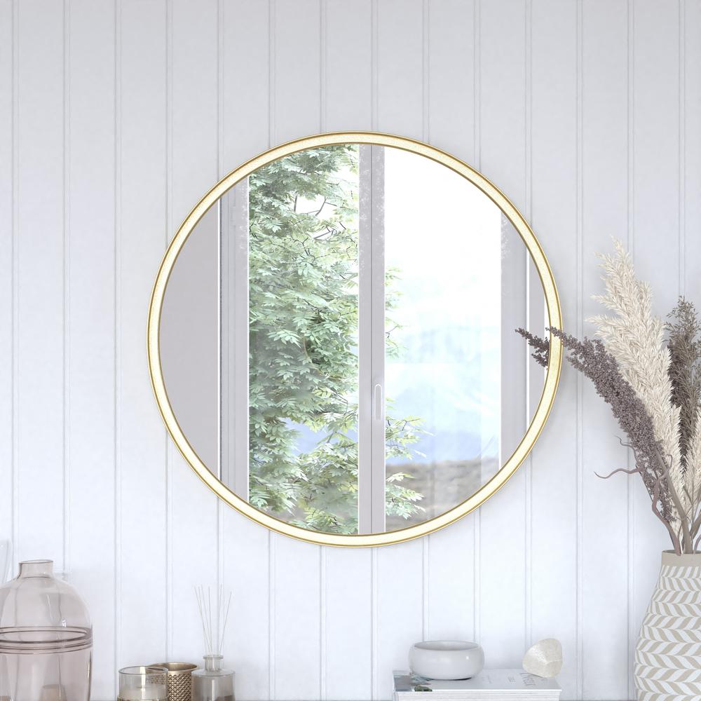 Modern 27.5 Inch Round Wall Mount Accent Mirror. Picture 8