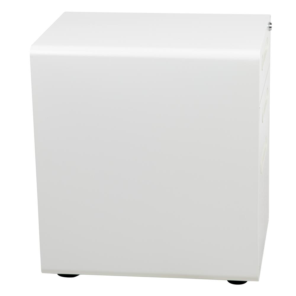 Ergonomic 3-Drawer Mobile Locking Filing Cabinet with Anti-Tilt Mechanism and Hanging Drawer for Legal & Letter Files, White. Picture 3