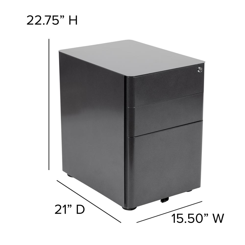 3-Drawer Mobile Locking Filing Cabinet with Anti-Tilt Mechanism, Black. Picture 4