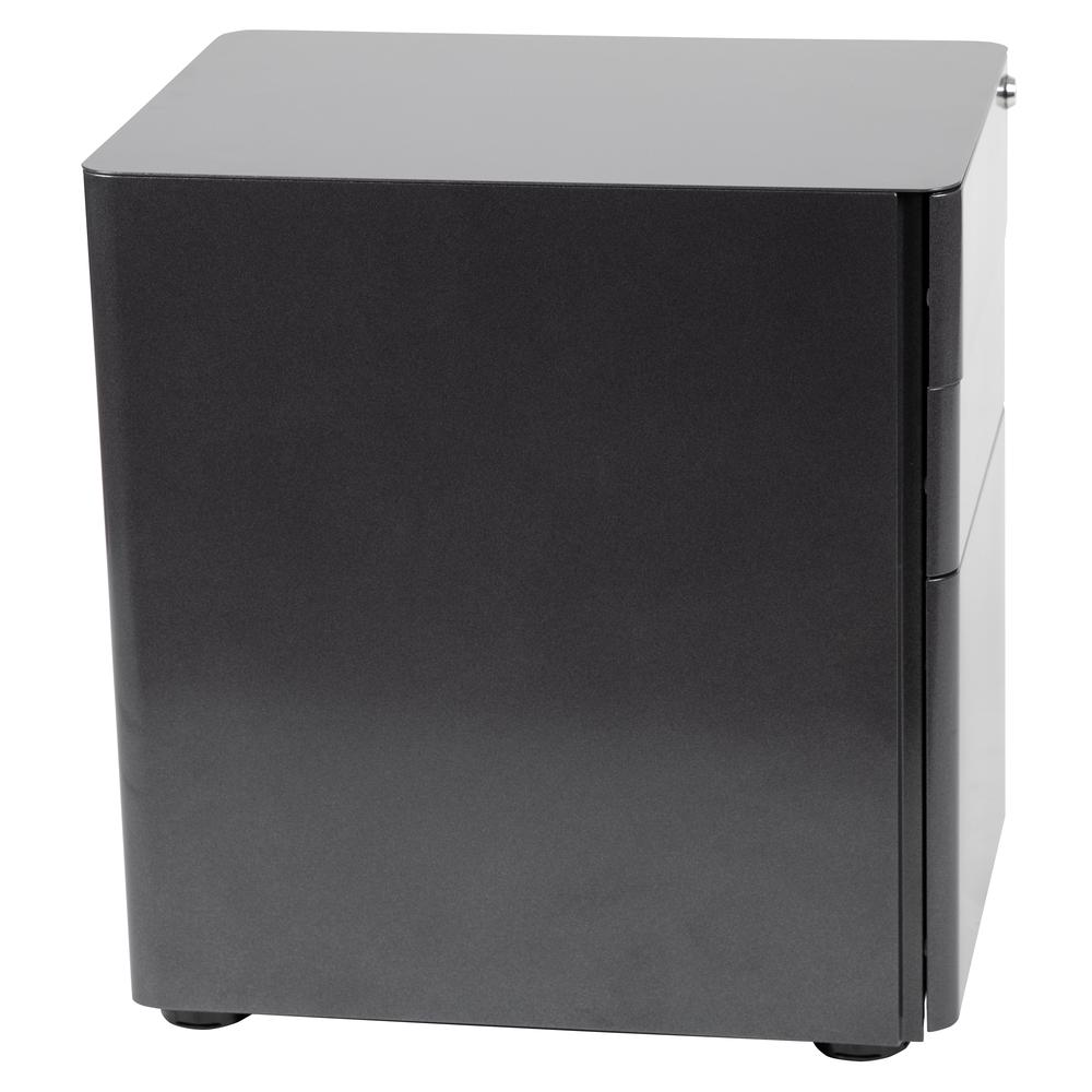 Modern 3-Drawer Mobile Locking Filing Cabinet with Anti-Tilt Mechanism and Hanging Drawer for Legal & Letter Files, Black. Picture 3