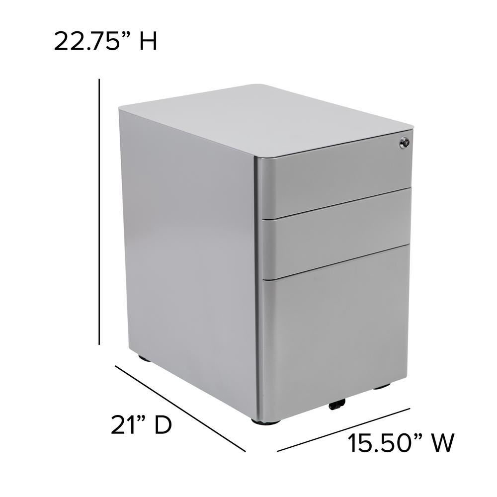 Modern 3-Drawer Mobile Locking Filing Cabinet with Anti-Tilt Mechanism and Hanging Drawer for Legal & Letter Files, Gray. Picture 2