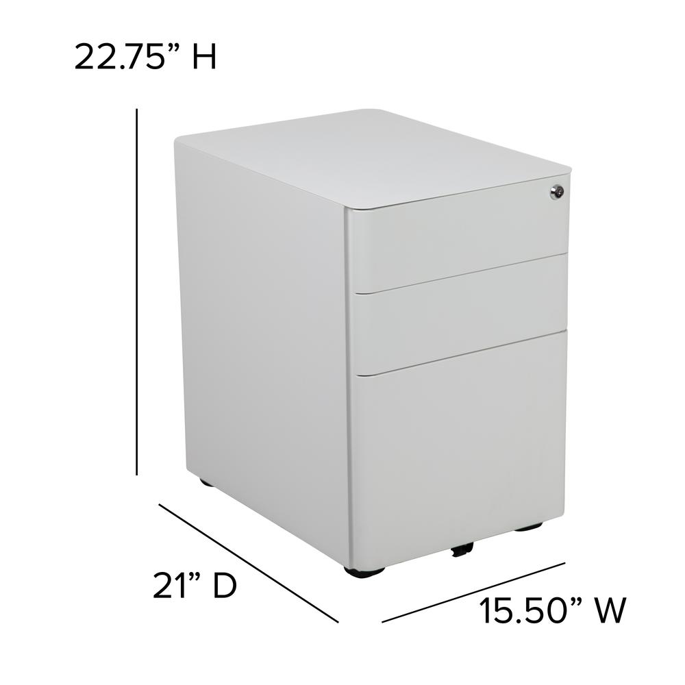 Modern 3-Drawer Mobile Locking Filing Cabinet with Anti-Tilt Mechanism and Hanging Drawer for Legal & Letter Files, White. Picture 2