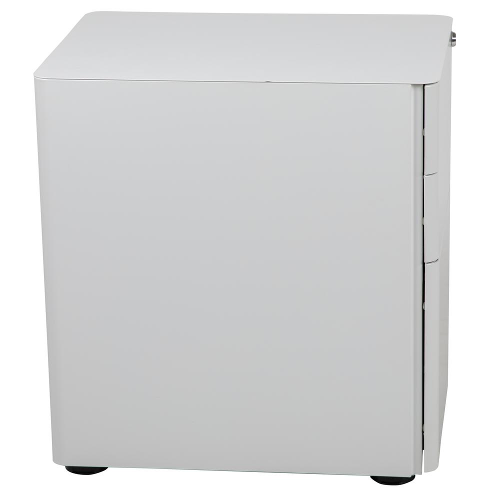 Modern 3-Drawer Mobile Locking Filing Cabinet with Anti-Tilt Mechanism and Hanging Drawer for Legal & Letter Files, White. Picture 3