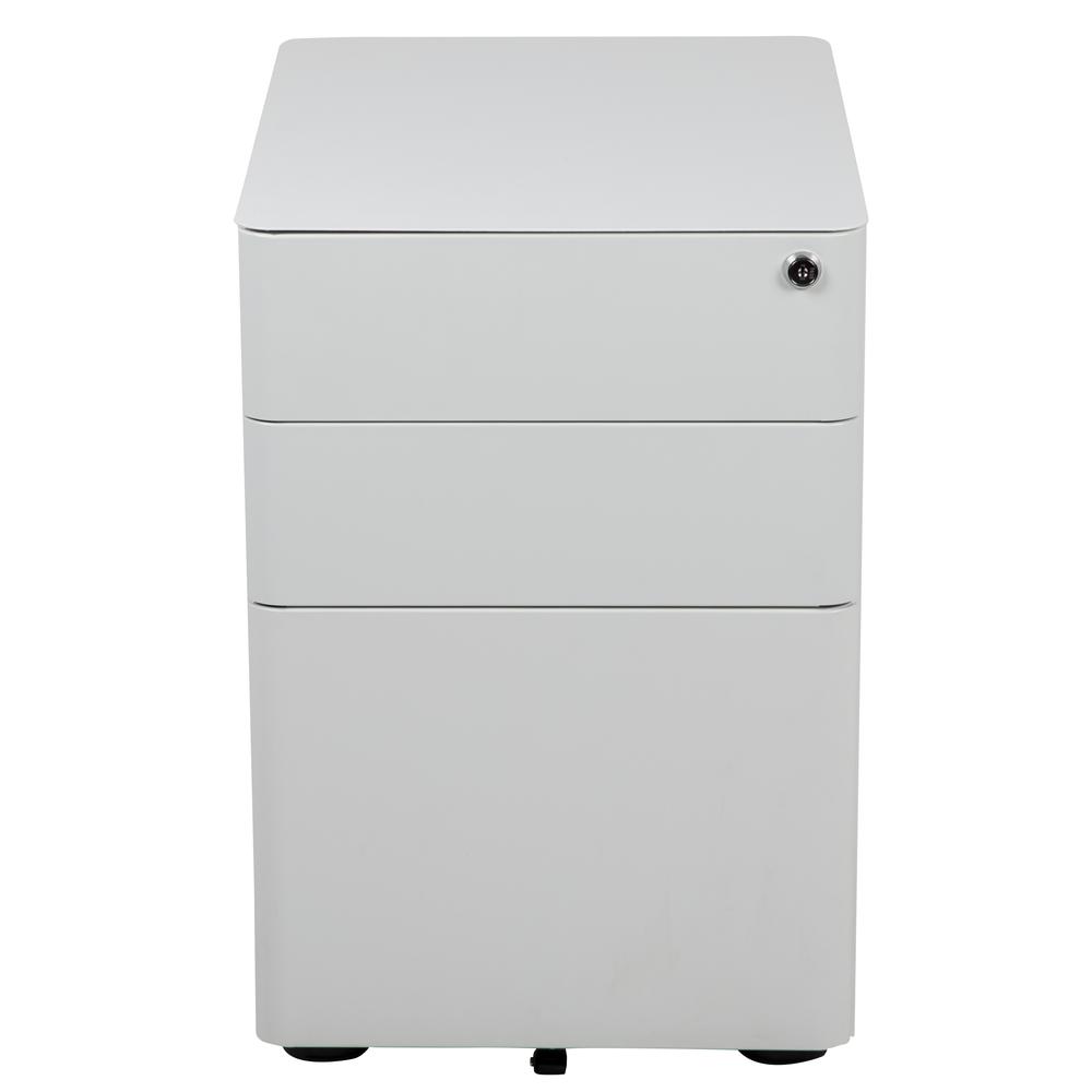 Modern 3-Drawer Mobile Locking Filing Cabinet with Anti-Tilt Mechanism and Hanging Drawer for Legal & Letter Files, White. Picture 5