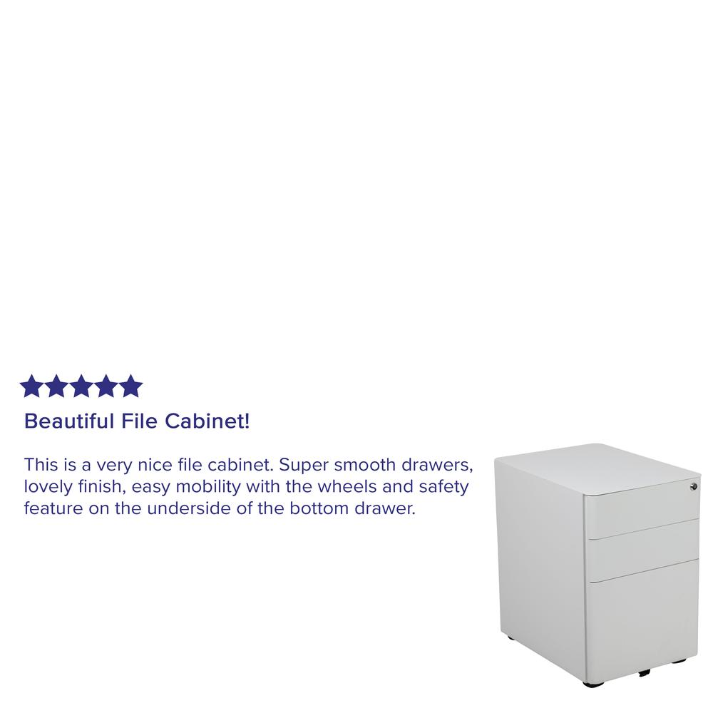 Modern 3-Drawer Mobile Locking Filing Cabinet with Anti-Tilt Mechanism and Hanging Drawer for Legal & Letter Files, White. Picture 12