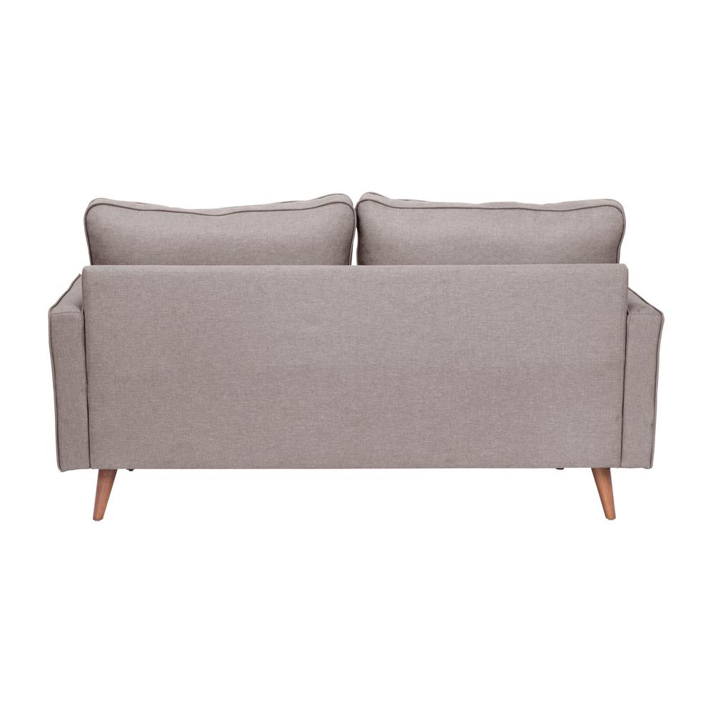 Loveseat Sofa with Tufted Faux Linen Upholstery, Solid Wood Legs in Slate Gray. Picture 8