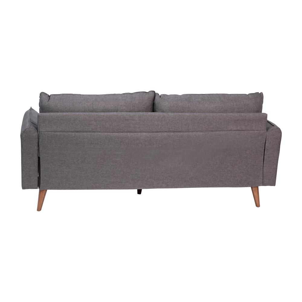 Sofa with Faux Linen Fabric Upholstery, Solid Wood Legs in Stone Gray. Picture 2