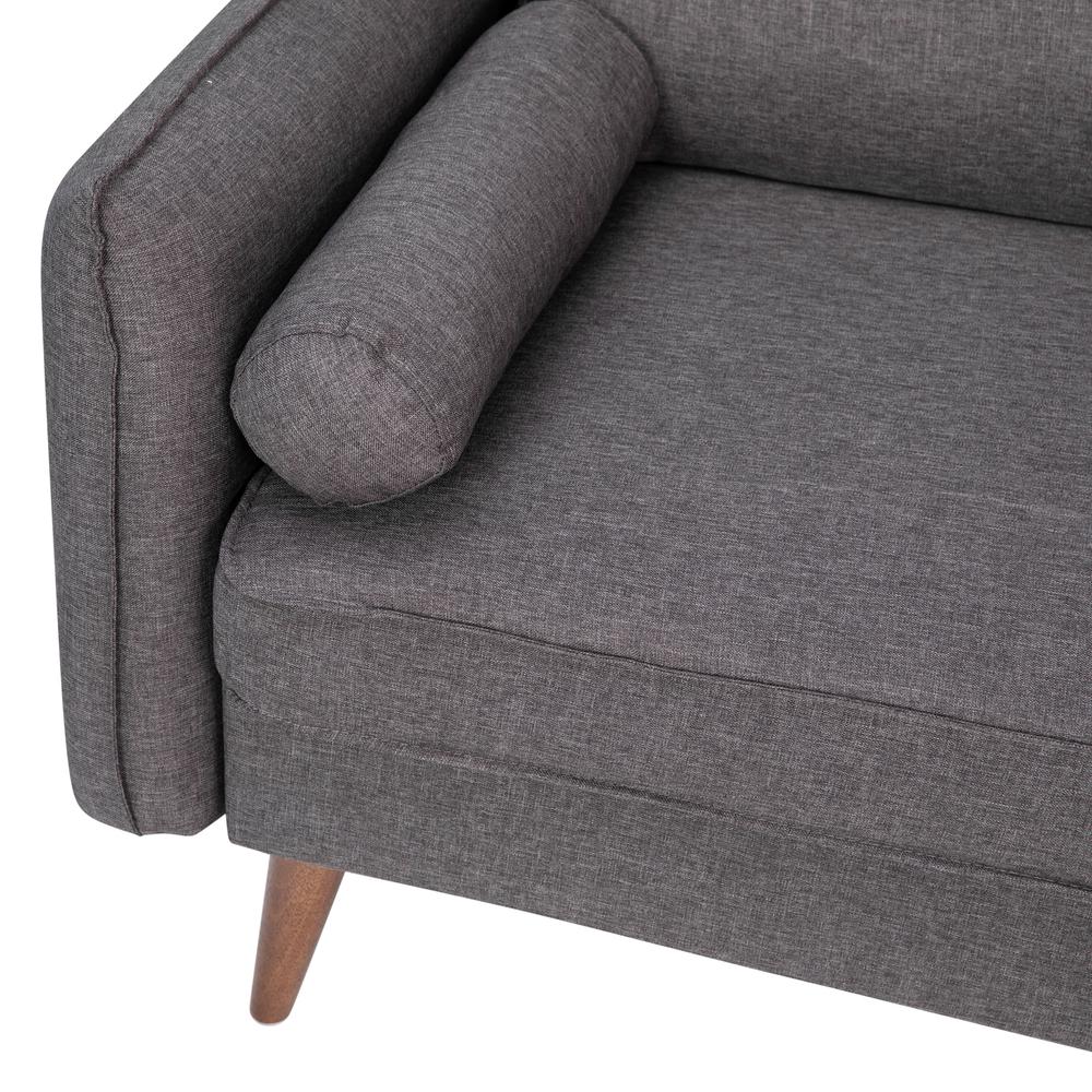 Sofa with Faux Linen Fabric Upholstery, Solid Wood Legs in Stone Gray. Picture 4