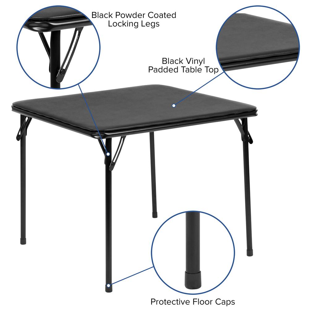 Kids Black 3 Piece Folding Table and Chair Set. Picture 5