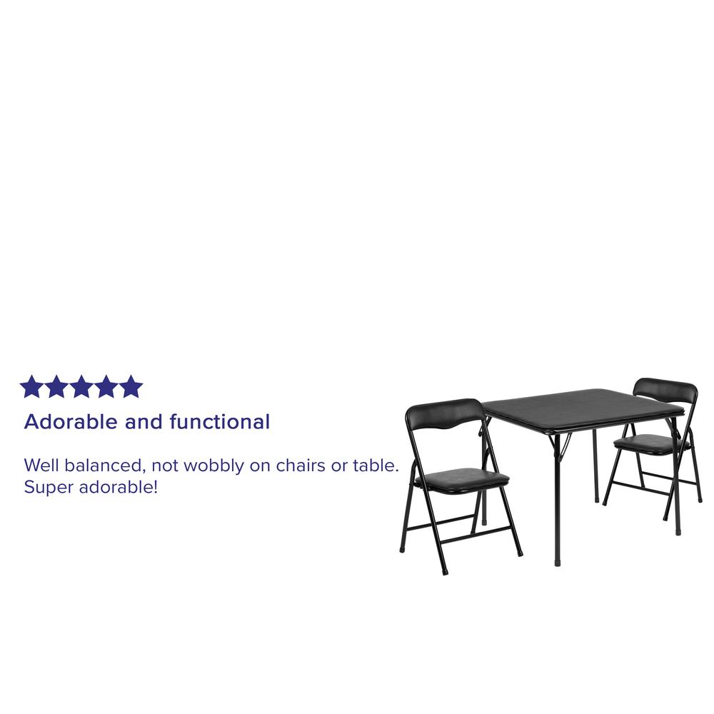 Kids Black 3 Piece Folding Table and Chair Set. Picture 8